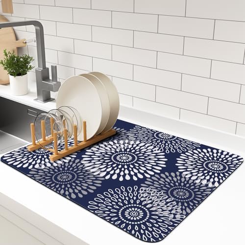 Dish Drying Mat Absorbent Kitchen Counter Mat Rubber Backing Draining Mat by LuxStep