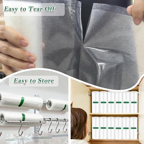Pre-Cut Perforated Vacuum Sealer Bags Rolls,4x6 Inch Heavy-Duty Vacuum Sealer Roll Bags 4 Rolls 160 Tear Off Bags,Easy-Tear Food Grade Storage Bags for Sous Vide, Freezer & Meat (BPA Free) - Image 4