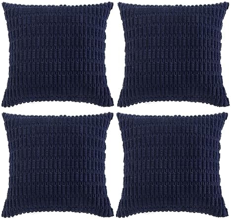 Fancy Homi 4 Packs Decorative Throw Pillow Covers for Living Room Couch Bed, Modern Farmhouse Boho Home Décor Accent Cushion Case, 20" x 20", Navy Blue by Fancy+Homi