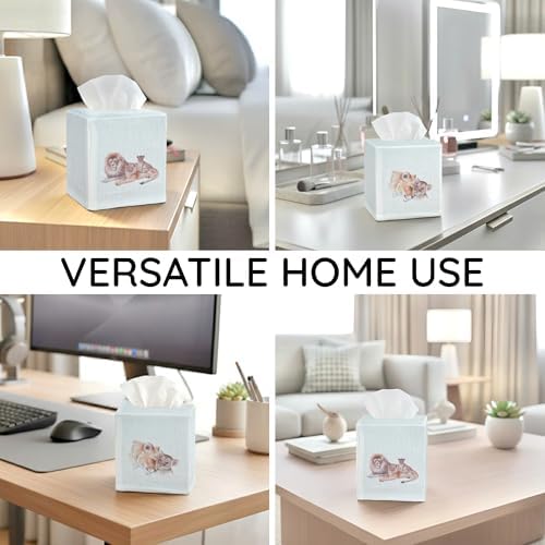 Square Tissue Box Cover Cute Set of 2, Lion Love - Image 7