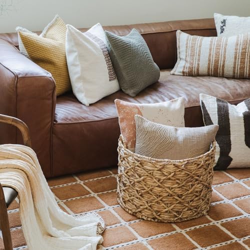 Canyon Copper Pillow, 18" x 18", Abstract Earth Tone Print Decorative Throw Pillow with Insert, Handwoven Cotton, Luxury Accent Pillow for Sofa Couch or Bedroom - Image 4