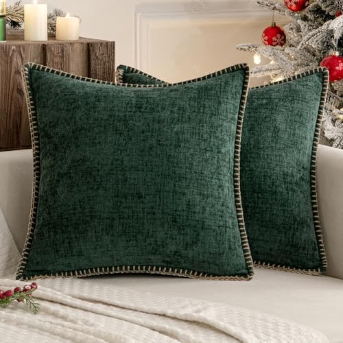 MIULEE Decorative Couch Throw Pillow Covers 16x16 Inch Dark Green 2 Pack by MIULEE