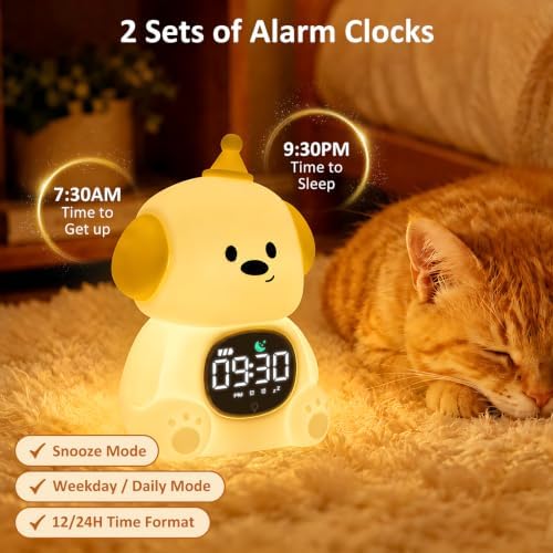 Dog Kids Alarm Clock with Night Light, OK to Wake Clock for Toddler - Image 4