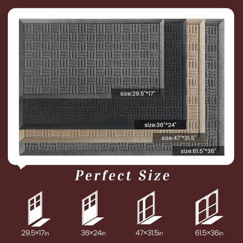 Mibao Front Door Mat Outside Entrance, 47" x 32", Heavy Duty Welcome Mat, Stain and Fade Resistant, Dirt Trapper Doormat, Super Absorbent Indoor Outdoor Entryway Mat with Non-Slip Backing, Gray - Image 2