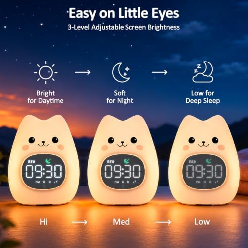 Cat Kids Alarm Clock with Night Light, OK to Wake Clock for Toddler - Image 7