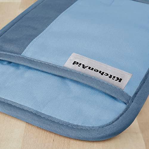 KitchenAid Beacon Two-Tone Non-Slip Pot Holder Set, Blue Velvet/Blue Heaven, 7"x10", 2 Piece - Image 6