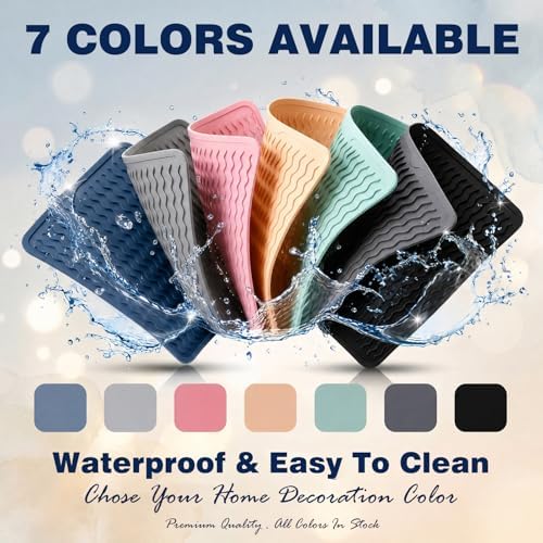 2 Pack Caketime Silicone Dish Drying Mat for Kitchen Counter Multiple Usage for Cooking Grilling Under Sink Office Coffee Accessories Appliances Pioneer Woman Stuff Extra Large 18"x16" Blue - Image 3