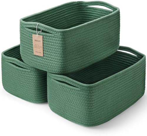 3 Pack Small Storage Baskets for Organizing, 11.8×7.8×5.1", Green by MaxuniTechLife