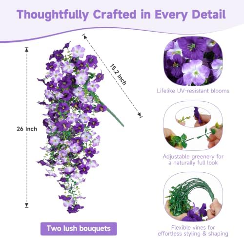 Artificial Flowers for Outdoor Decor, Fake Silk Flowers, 2PCS - Image 3