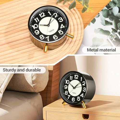 Tetino Analog Alarm Clock,Silent Non Ticking Small Clock with Night Light, Battery Operated, Simple Design, Desk Clock for Bedroom, Bedside, Desk, Adult, Kid, Gift，Ideal Decor (Light Luxury Gray) - Image 6