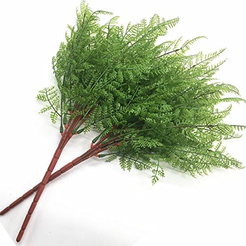 CATTREE Artificial Shrubs Bushes, Plastic Fern Leaves Persian Grass Fake Plants Wedding Indoor Outdoor Home Garden Verandah Kitchen Office Table Centerpieces Arrangements Christmas Decoration 2 pcs - Image 4