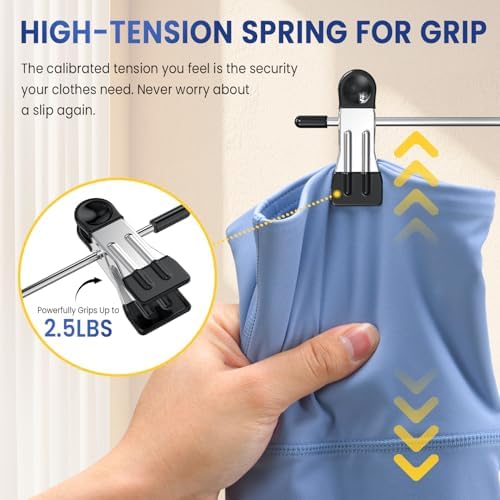 DAMITA Skirt Pants Hangers with Clips Space Saving Hanging Closet Organizer 6 Tiers Hanger with 360° Swivel Hook, Finger-Safe Design- College Dorm Room Apartment Essentials 3-Pack - Image 3