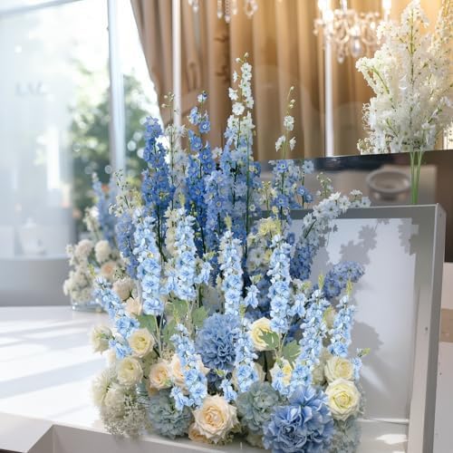 16Pcs Light Blue Delphinium Artificial Flower 33.5'' Long Stem Blue Flowers - Image 4