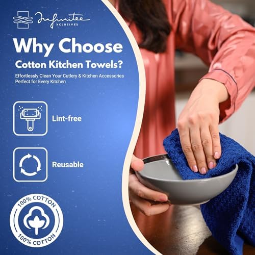 Infinitee Xclusives Kitchen Towels - 3 Pack - Cotton Dish Towel |15" x 25"| - Image 2