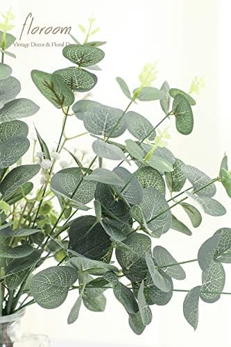 Floroom 3 Kinds of Artificial Silver Dollar Eucalyptus Stems Faux Greenery Spray, 19pcs Best Filler Fake Plants for DIY Bouquet Wedding Centerpieces - Image 4