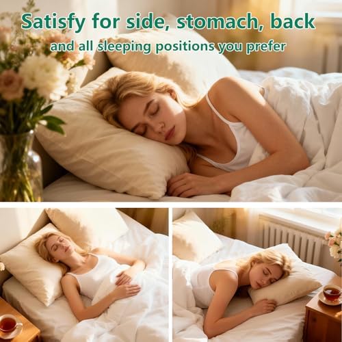 HIMEET Pillows Queen Size Set of 4, Luxury Fluffy Bed Pillows for Sleeping 4 Pack, Soft and Supportive Bed Pillow with Down Alternative Filling for Side and Back Sleepers (18"x28") - Image 5