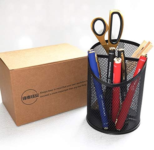 Fengtaiyuan T06, Black Metal Wire Mesh Pencil Holder, Desktop Organizer, Office Storage Box (Black-T06) - Image 5