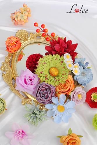 LELEE Artificial Flowers Combo Box Fake Silk Rainbow Colorful Flowers Bulk - Image 5