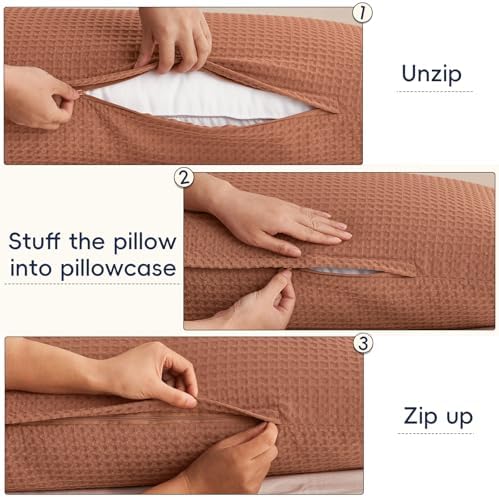 PHF Ultra Soft Waffle Body Pillowcase 20" x 54", Terracotta, No Insert - Image 6