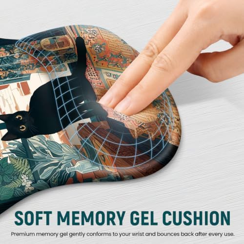 Ergonomic Mouse Pad with Wrist Rest, Gel Wrist Support, Cozy Cat - Image 3