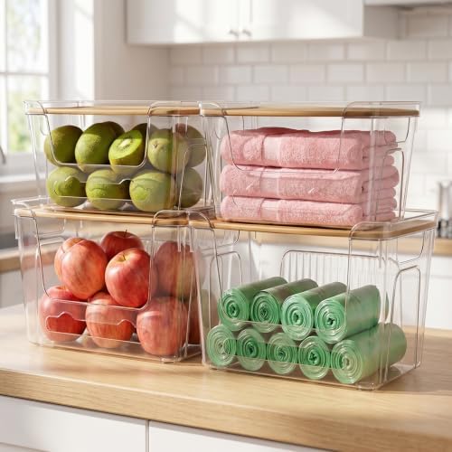 CANTAMI Plastic Trash Bag Dispenser with Lids, Stackable, 4Pack, 2XL+2S by CANTAMI