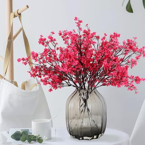 JAKY-Global 6pcs Babys Breath Artificial Flowers Gypsophila Bouquet Bulk Fake Spring Silk Small Flowers Real Touch Faux Floral for Home Bedroom Kitchen Garden Wedding Christmas Party DIY Decor (Rose) - Image 5
