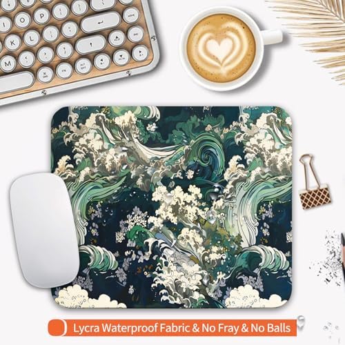 Square Mouse Pad Japanese Art,Personalized Premium-Textured Custom Mouse Mat Design,Washable Mousepad Lycra Cloth,Non-Slip Rubber Base Computer Mouse Pads for Wireless Mouse - Image 3