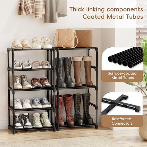 Standard Shoe Rack 3-Tier 17 Inches Wide, Free Standing Shoe Organizer Shelf Ideal for Home Entryway Closet & Garage Balcony | Black - Image 3