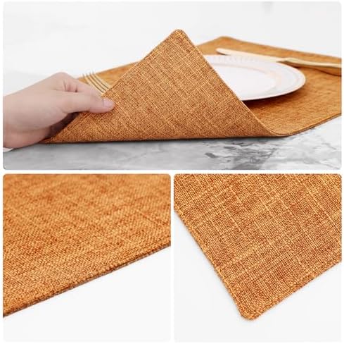 homing Faux Cotton Linen Placemats Set of 6, Cloth Dining Table Mats - Image 5