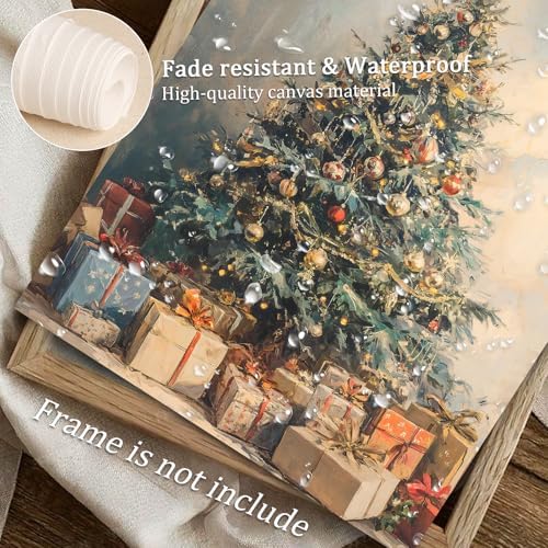 Vodefoad 9Pcs Christmas Print Set Winter Holiday Gallery Wall Prints Santa Claus Painting Farmhouse Christmas Gallery Wall Set Vintage Winter Prints Christmas Decor for Bedroom Bathroom Living Room Office Holiday Decoration Gifts Unframe - Image 4