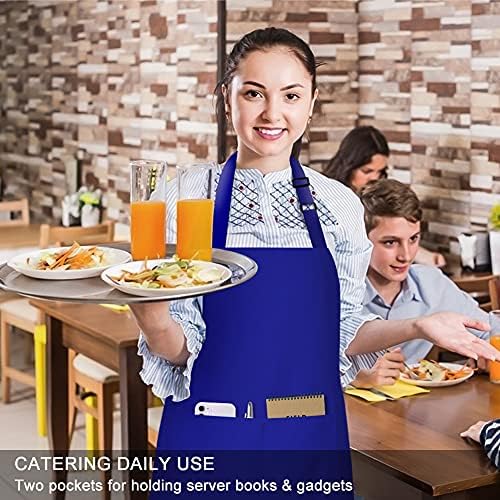 Jubatus 2 Pack 100% Cotton Aprons with 2 Pockets Cooking Chef Kitchen Adjustable Bib Apron for Women Men, Blue - Image 5