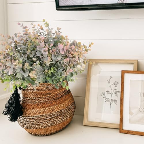 RECUTMS 20 Bundles Artificial Eucalyptus Plant Boxwood Stem 13In Dusty Pink - Image 6