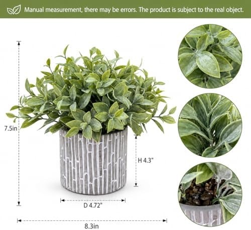 Faux Plants Indoor, Eucalyptus Lavender Greenery in Cement Pots - Image 5