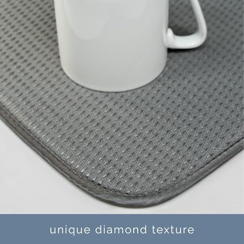 S&T INC. Dish Drying Mat, 18" x 24", XL, Diamond Texture, Charcoal Grey - Image 3