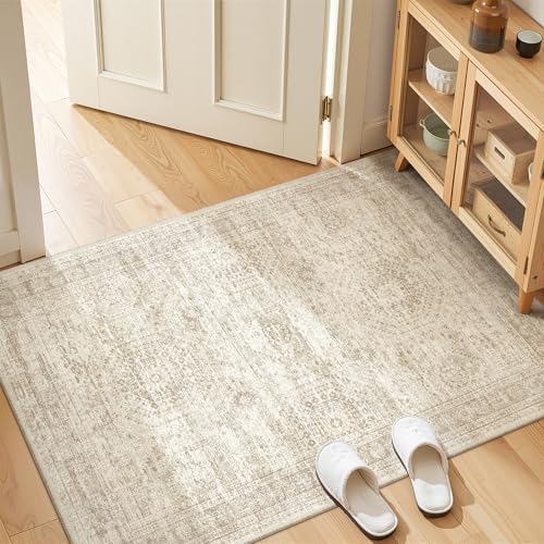 3x4 Rugs for Entryway,Washable Area Rug,Beige - Image 3