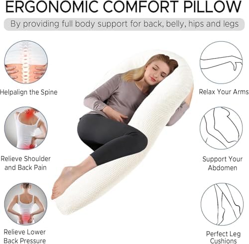 Body Pillow for Adults, Swan Pillow Insert for Sleeping, Beige, 49 Inch - Image 5