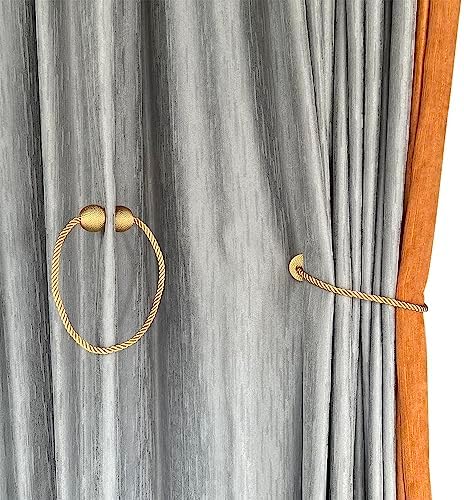 MELALUXE 2 Pack Magnetic Curtain Tiebacks, Decorative Curtain Holdbacks for Window Décor (Gold) - Image 5