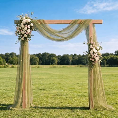 Artoid Mode 6-Pack Pearl Green Gauze Table Runner 10FT Home Decor - Image 4