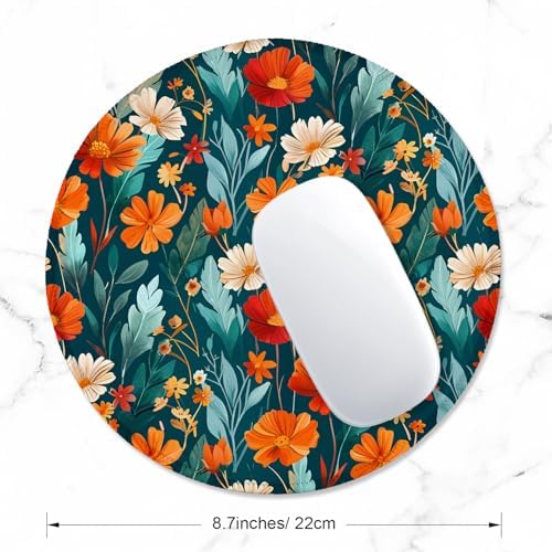 ITNRSIIET Round Mouse Pad with Stitched Edge Premium-Textured Waterproof Non-Slip Rubber Base Desktop Protection Mat Diameter 8.7 inches, Beautiful Flowers - Image 2