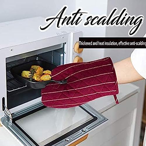 4Pcs Oven Mitts and Pot Holders, Heat Resistant Oven Mitts Set with Pothholder,Heat Resistant Microwave Gloves Safe for Baking,Cooking, BBQ (Red) - Image 5