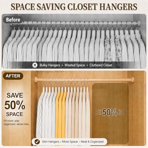 Velvet Felt Hangers 50 Pack, Non Slip, Slim, Space Saving, White - Image 4