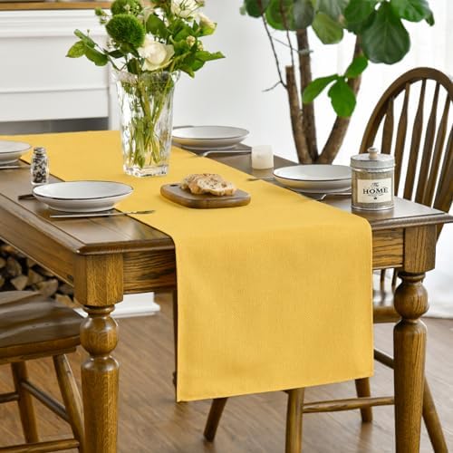 Artoid Mode Yellow Table Runner, Seasonal Summer Fall Washable Kitchen Dining Table Decoration for Home Party Decor 13x90 Inch - Image 2