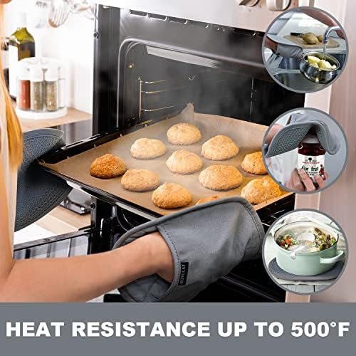 RORECAY 2-Pack Silicone Pot Holders for Kitchen, Hot Pads with Pocket, Gray - Image 2