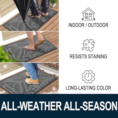 Colorxy Waterproof Front Doormat, Sturdy Natural Rubber Door Mat, 29.5x17 - Image 4