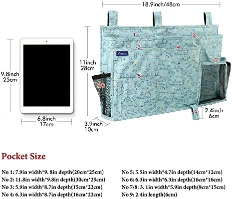 Surblue Bedside Caddy Hanging Bed Organizer Storage Bag Pocket for Bunk and Hospital Beds, College Dorm Rooms Baby Bed Rails, Camp 8 Pockets, (Large, Cartoon) - Image 5