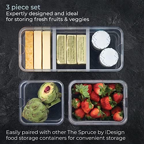 iDesign Crisp 3-Piece Recycled Plastic Refrigerator Organizer Bin Set with Lids, Clear/Gray - Image 3