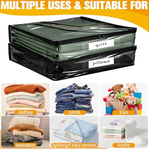 Plastic Storage Bags with Easy-Glide Zipper, Pack of 8, Durable Clear Vinyl Zippered Storage Bags for Clothes Sweaters Comforters Blankets Sheets Bedding (24 x 20 x 11 Inch, Transparent Black) - Image 5