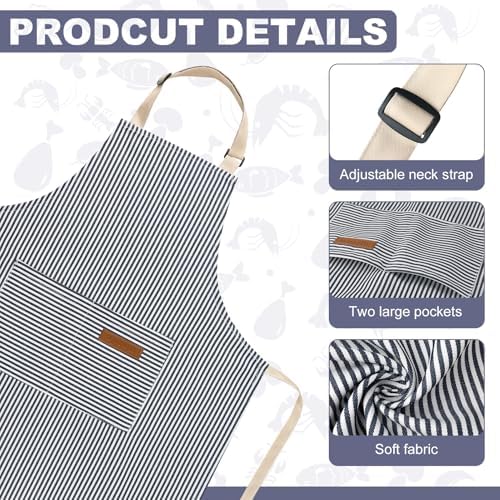 Stripes Kids Apron, Kids Cooking Aprons with 2 Pockets, Cute Kids Aprons for Cooking for Boys and Girls - Image 3