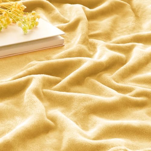 BEDELITE Fleece Blanket Soft Plush Twin Size Blanket Cream Yellow 60"x80" - Image 4