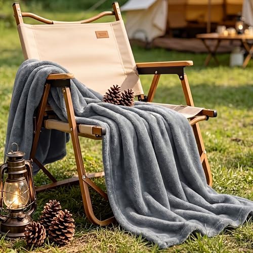 Bedsure GentleSoft Fleece Blanket Twin Size Grey - 300GSM Lightweight Plush Fuzzy Cozy Soft Warm Blanket for Bed, Sofa, Couch, Travel, Camping, 60x80 inches - Image 3